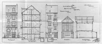 Rue Charles Quint 29, Bruxelles Extension Est, maison et atelier arrière, élévations et coupes longitudinales, AVB/TP 8806 (1902).