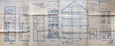 Rue Josaphat 269, Schaerbeek, élévations, coupe transversale et plans des niveaux, ACS/Urb. 164-269 (1906).