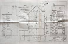 Rue de Jérusalem 27-29, Schaerbeek, élévations avant et arrière et coupe longitudinale, ACS/Urb. 152-29 (1907).