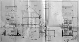 Rue Van Campenhout 51, Bruxelles Extension Est, élévations avant et arrière et coupe longitudinale, AVB/TP 2018 (1901).