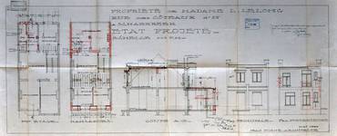 Rue des Coteaux 53-55, Schaerbeek, projet de mansarde, ACS/Urb. 58-53-59 (1929).