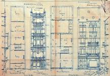 Rue Josaphat 259 et 265, Schaerbeek, élévations, plans et coupes partielles, ACS/Urb. 154-259-265 (1906).