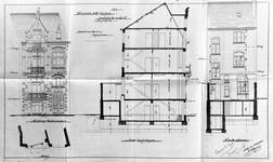 Clovislaan 85-87, Brussel Uitbreiding Oost, eerst ontwerp, opstanden en langsdoorsnede, SAB/OW 25399 (1899).